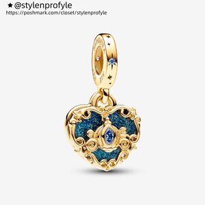 Pandora Disney Cinderella's Carriage & Heart Double Dangle Charm